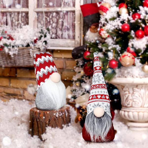 Imagem de Conjunto de 3 decorações de pelúcia Christmas Gnomos feitas à mão