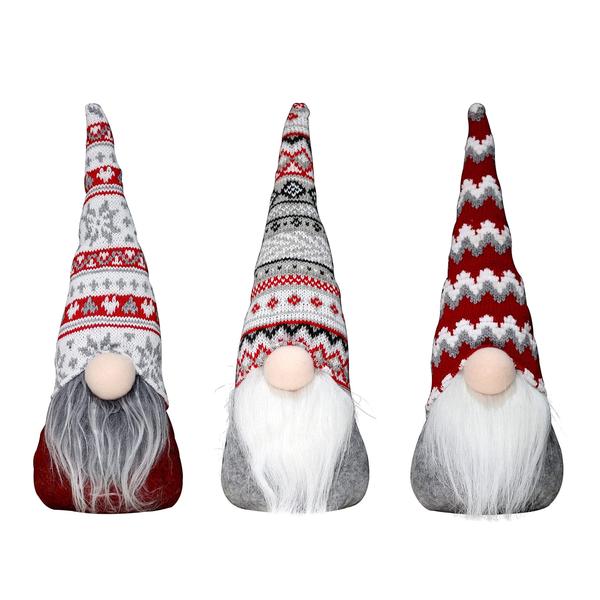 Imagem de Conjunto de 3 decorações de pelúcia Christmas Gnomos feitas à mão