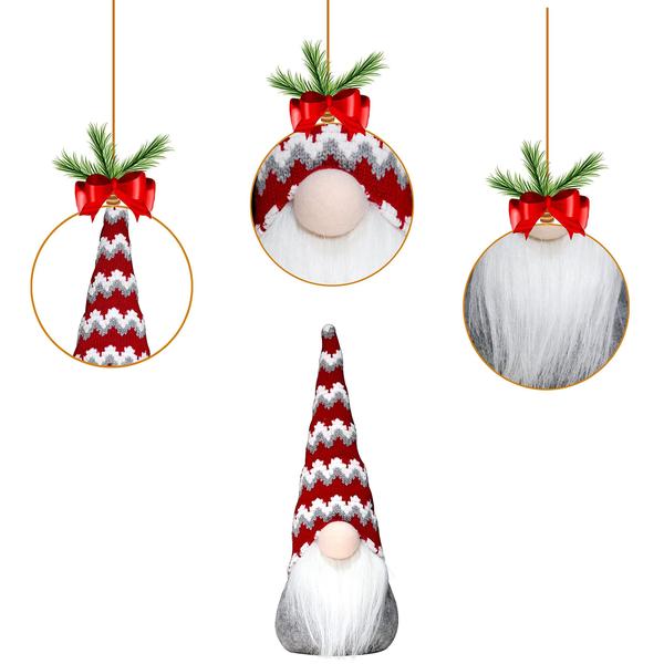 Imagem de Conjunto de 3 decorações de pelúcia Christmas Gnomos feitas à mão