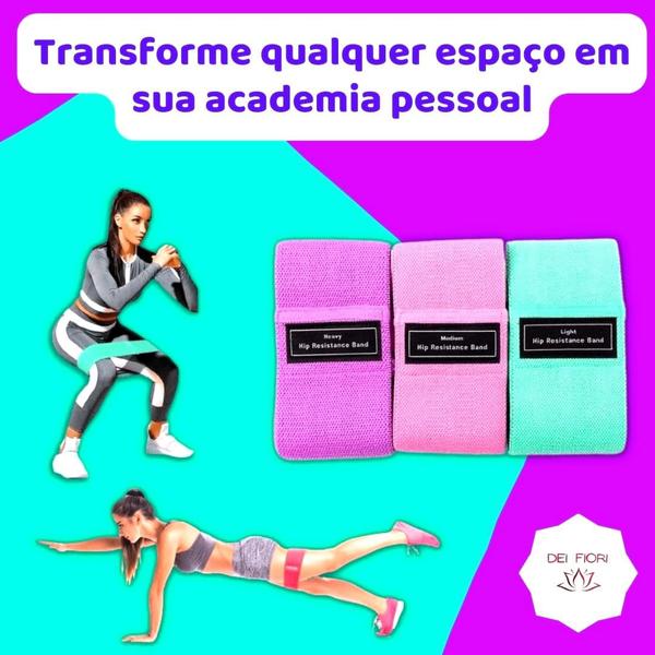 Imagem de Conjunto De 3 Faixas Elasticas Para Treino Exercício Quadril