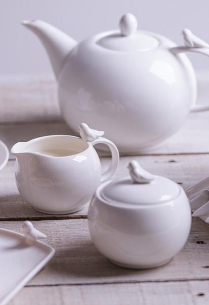 Imagem de Conjunto De 3 Peças Em Porcelana Para Café Chá Birds Branco