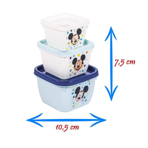 Imagem de Conjunto de 3 Potes Encaixáveis 140 270 470 ml Disney Mickey Minnie P/ Micro-ondas Plasútil 