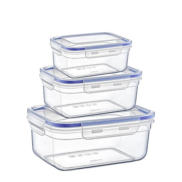 Conjunto de 3 Potes Herméticos de Plástico 400/800/1400 ML - Weck Imagem de Conjunto de 3 Potes Herméticos de Plástico 400/800/1400 ML