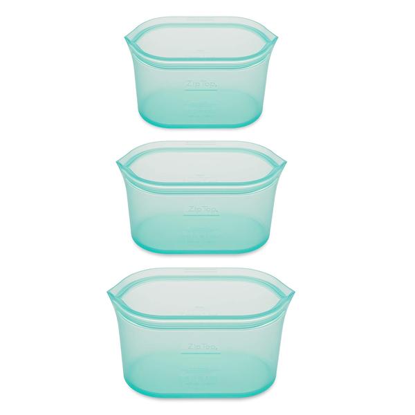 Imagem de Conjunto de 3 Sacos Reutilizáveis para Alimentos com Zíper - Teal - Segurança para Micro-ondas, Lava-Louças e Freezer - Fabricado nos EUA