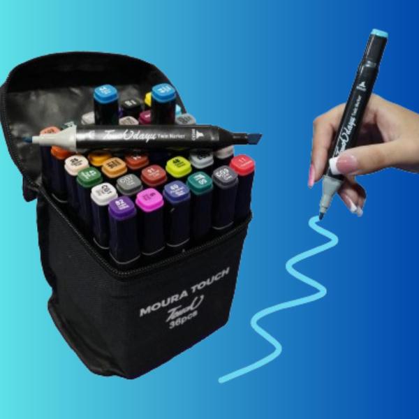 Conjunto De 36 Cores Canetinhas Coloridas Permanentes - Blend Shoop Imagem de Conjunto De 36 Cores Canetinhas Coloridas Permanentes
