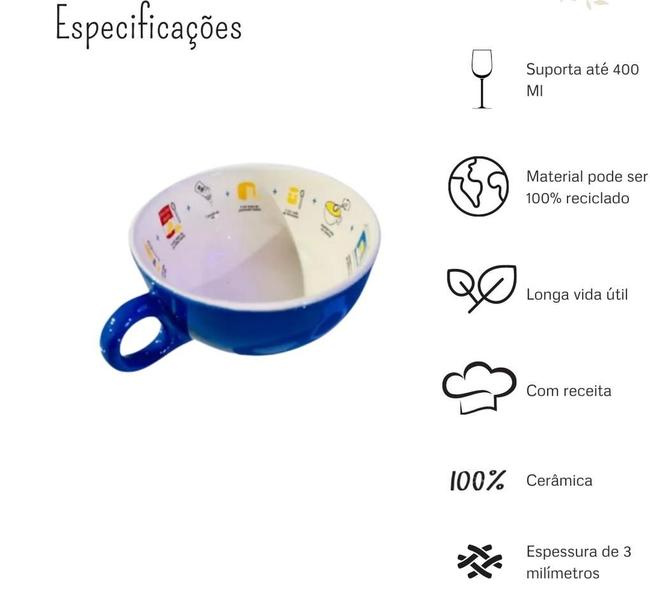 Imagem de Conjunto de 4 Canecas de Cerâmica com Estampa de Receita - Capacidade de 400 ML