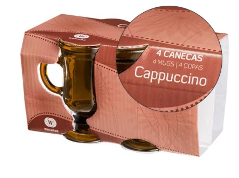 Imagem de Conjunto De 4 Canecas Taça Âmbar Para Café Cappuccino 115-ml