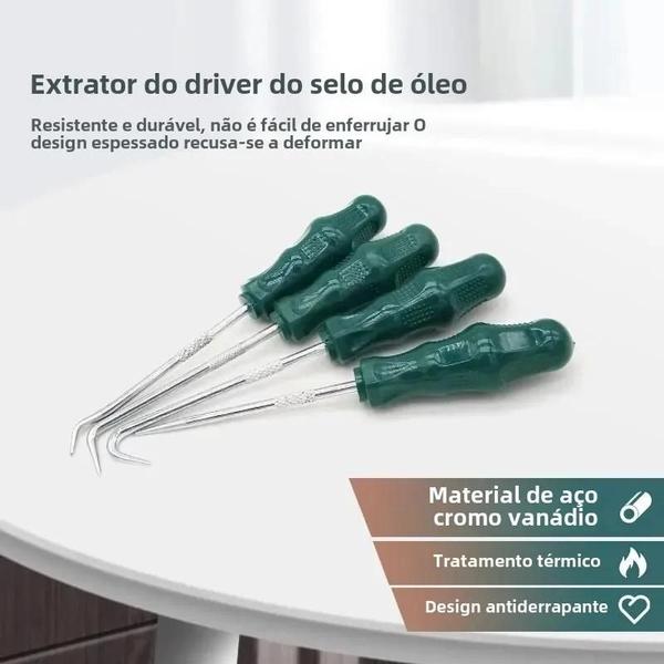 Imagem de Conjunto de 4 Chaves de Fenda para Vedação de Óleo de Carro (160mm) - com Extrator de Junta O