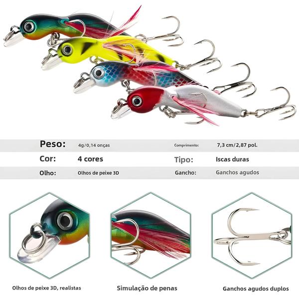 Imagem de Conjunto de 4 Iscas de Pesca Sougayilang Anti-Corrosão - Ideal para Pesca de Carpa em Mar