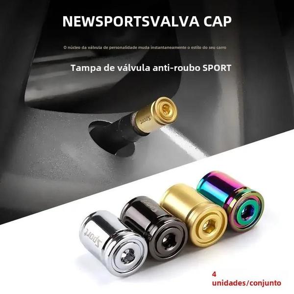 Imagem de Conjunto de 4 Tampas de Válvula de Pneu Antirroubo - Universal