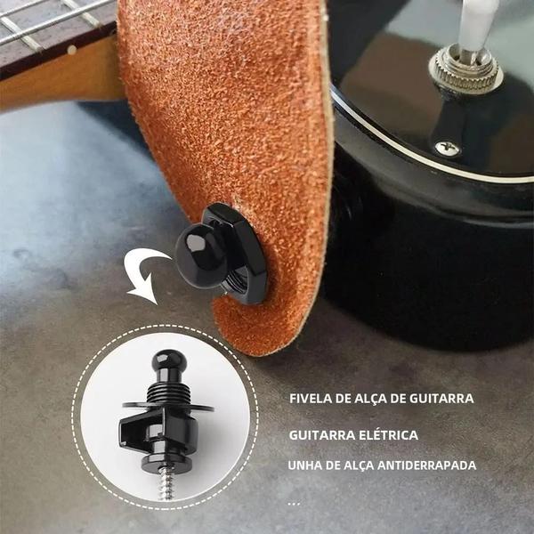 Imagem de Conjunto de 4 Travas para Alça de Guitarra/Baixo - Sistema de Retenção Preta