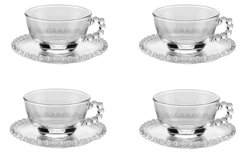 Conjunto De 4 Xícaras De Chá Com Pires 200 Ml Cristal Wolff Imagem de Conjunto De 4 Xícaras De Chá Com Pires 200 Ml Cristal Wolff