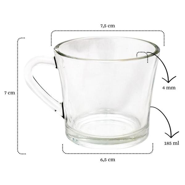 Imagem de Conjunto De 4 Xícaras Para Café Chá 185ml Com Alça Resistente Sem Pires