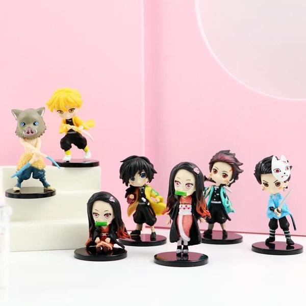 Imagem de Conjunto de 5 Figuras de Ação Demon Slayer (Tanjiro, Inosuke, Zenitsu) - 4-5cm