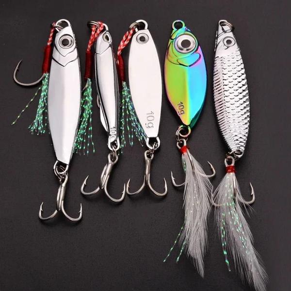 Imagem de Conjunto de 5 Iscas de Pesca Wobblers de Metal (3g, 10g, 15g)