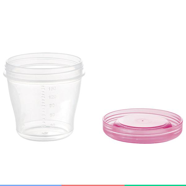 Imagem de Conjunto de 5 Potes Papinha Bebe Infantil Multiuso Graduados 150ml Transparente C/ Tampa Kababy