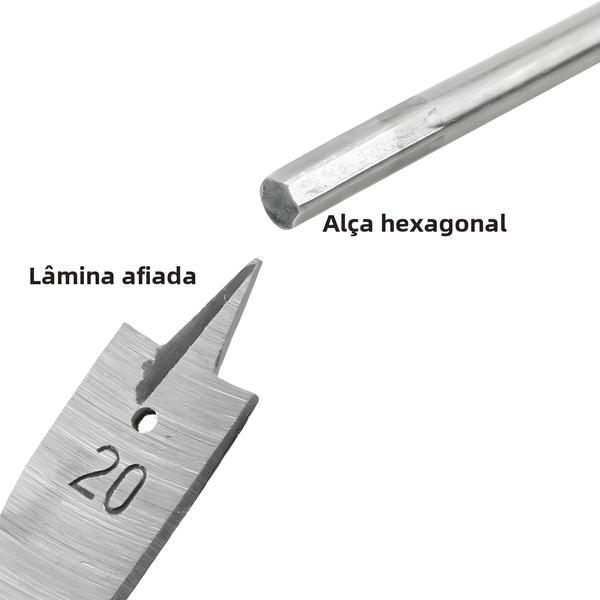 Imagem de Conjunto de 6 Brocas com Cabo Hexagonal para Carpintaria - Abridor de Buracos