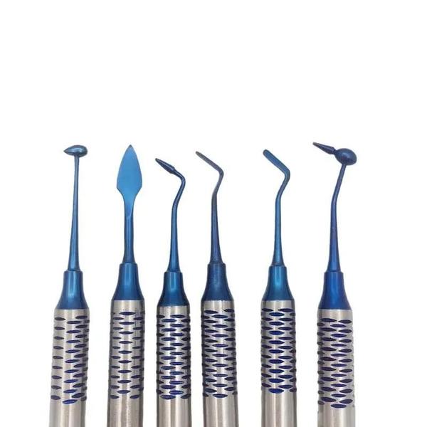 Imagem de Conjunto de 6 Espátulas de Resina Dentária Banhadas a Titânio