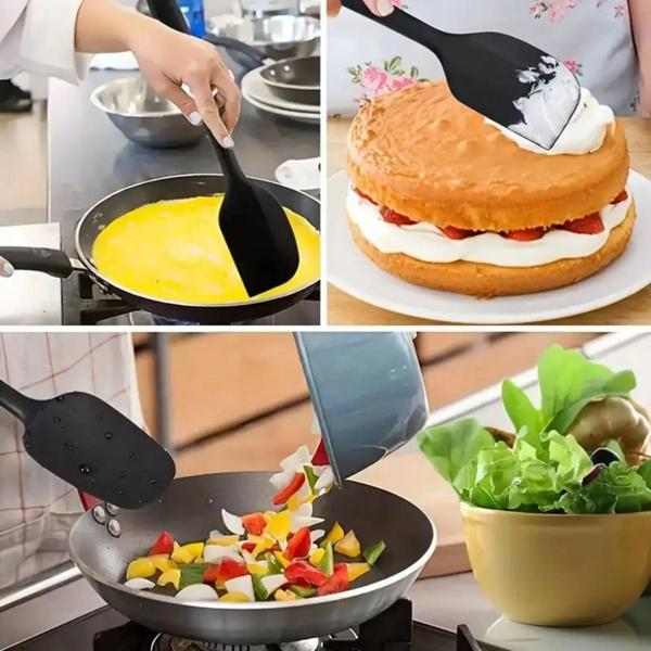 Imagem de Conjunto de 6 Espátulas de Silicone para Cozinha - Grande, Pequena e Pincel de Óleo