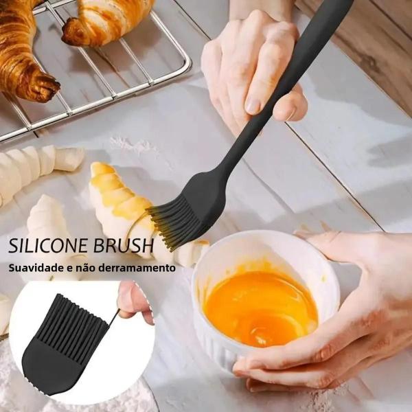 Imagem de Conjunto de 6 Espátulas de Silicone para Cozinha - Grande, Pequena e Pincel de Óleo