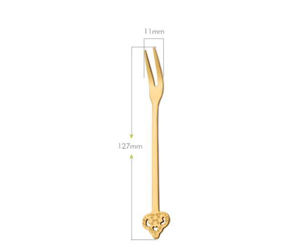 Imagem de Conjunto de 6 Garfos de Fruta de Aço Dourado - Ideal para Sobremesas e Petiscos