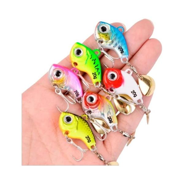 Imagem de Conjunto de 6 Iscas de Metal Vibratórias - 5 a 20g - Iscas de Afundamento para Pesca