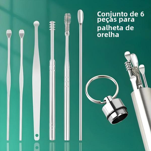 Imagem de Conjunto de 6 Palhetas para Limpeza de Ouvido - Portátil e Conveniente para Adultos