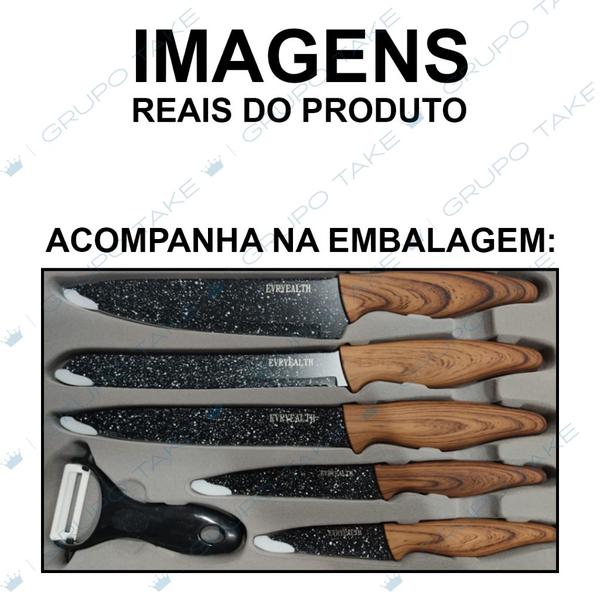 Imagem de Conjunto de 6 peças de facas de cozinha em aço inoxidável, cutelo, descascador, cortador, escultura em cerâmica, utensíl