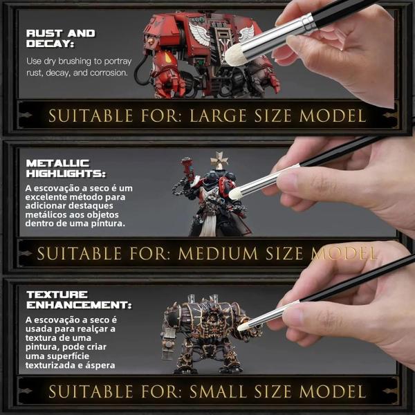 Imagem de Conjunto de 6 Pincéis Miniatura Profissionais para Warhammer 40k, DnD e Modelos em Escala