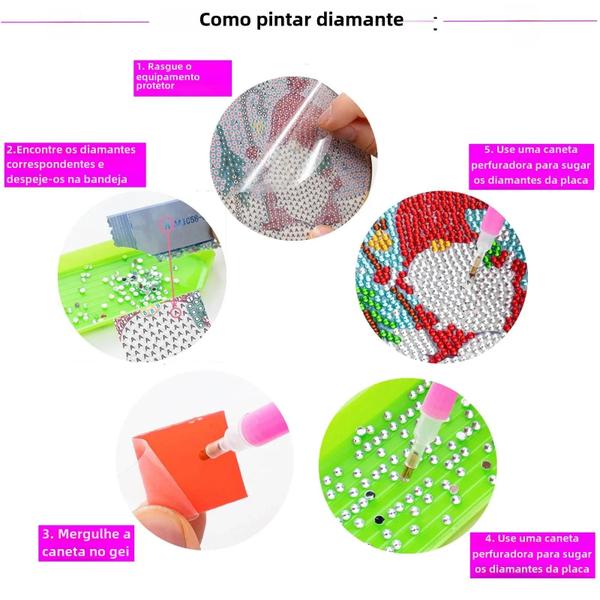 Imagem de Conjunto de 6 Porta-Copos de Madeira com Pintura de Diamante de Natal