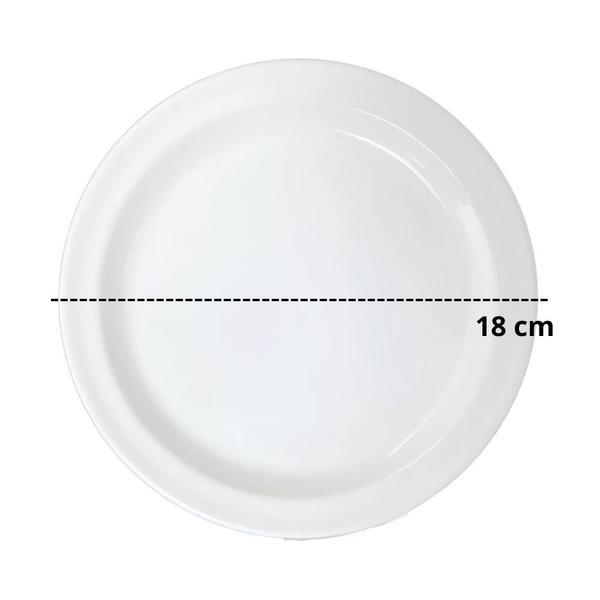 Imagem de Conjunto de 6 Pratos de Sobremesa 18 Cm em Melamina Premium Branco  Bestfer 