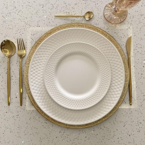 Imagem de Conjunto de 6 Pratos Sobremesa de Cerâmica Satin White 21cm - Alleanza