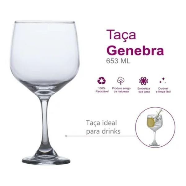 Imagem de Conjunto de 6 Taças Ginebra 653ml Transparente Para Vinho Champanhe Casa Linda