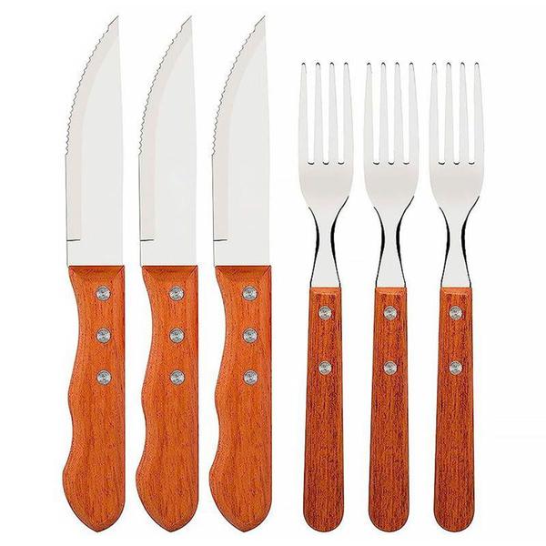 Imagem de Conjunto de 6 Talheres Jumbo Wooden para Churrasco CO0544534 - Fratelli