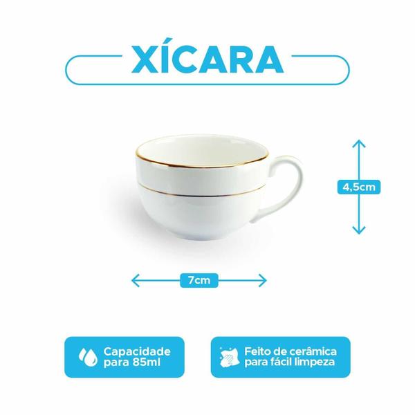 Imagem de Conjunto De 6 Xícaras De Café Com Pires Ouro