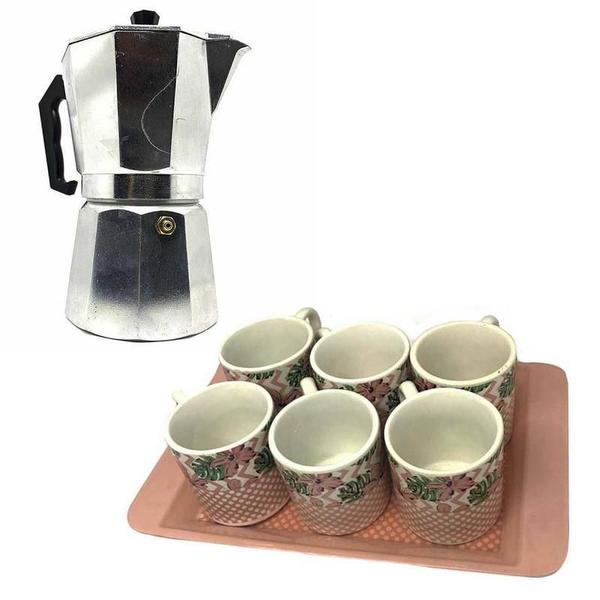 Conjunto De 6 Xicaras Para Café + Cafeteira Italiana - Fratelli Imagem de Conjunto De 6 Xicaras Para Café + Cafeteira Italiana