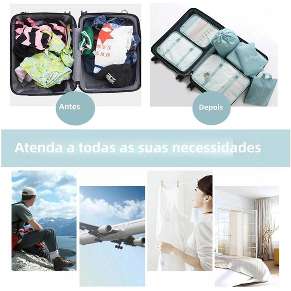 Imagem de Conjunto de 7 Cubos de Embalagem para Viagem - Organizadores de Bagagem de Malha