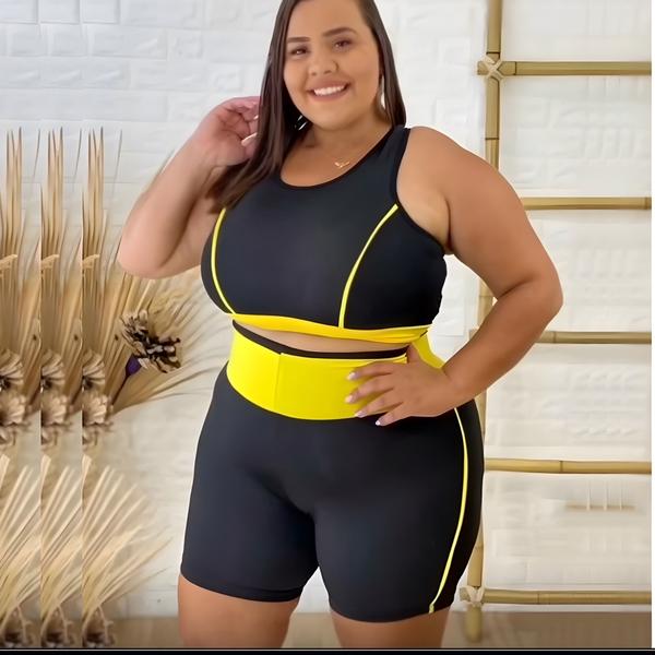 Imagem de Conjunto de Academia Top e short Ciclista PLUS SIZE e Slim Roupa fitness feminino