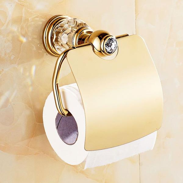 Imagem de Conjunto de acessórios de banheiro Wokex Luxury Gold Crystal Brass