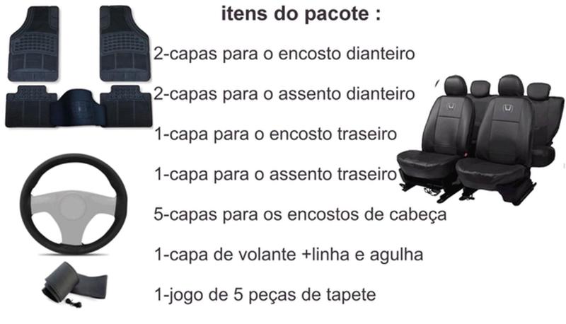 Imagem de Conjunto de Acessórios de Carro: Capa de Couro, Tapete e Capa de Volante 00-12