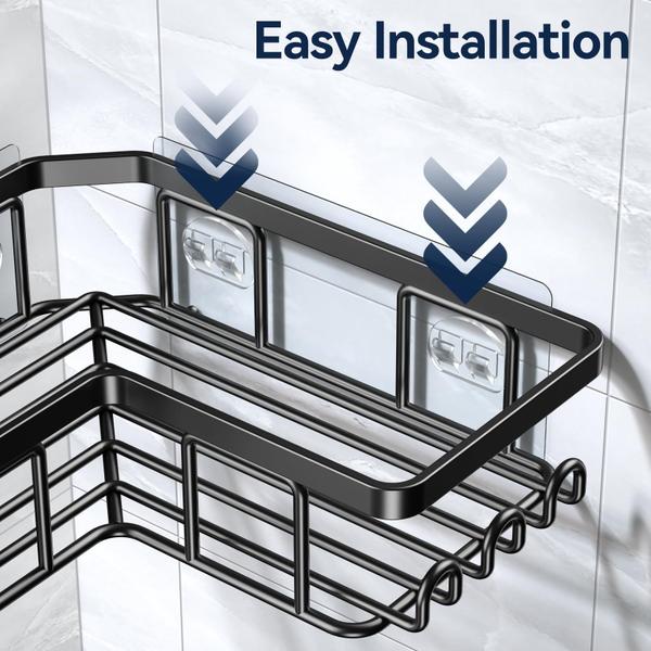 Imagem de Conjunto de aço inoxidável à prova de ferrugem YASONIC Adhesive Shower Caddy