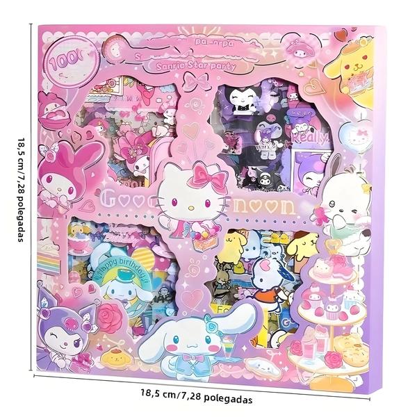 Imagem de Conjunto De Adesivos À Prova D'água De 100 Peças Hello Kitty Sanrio Cinnamoroll Kuromi Caixa De