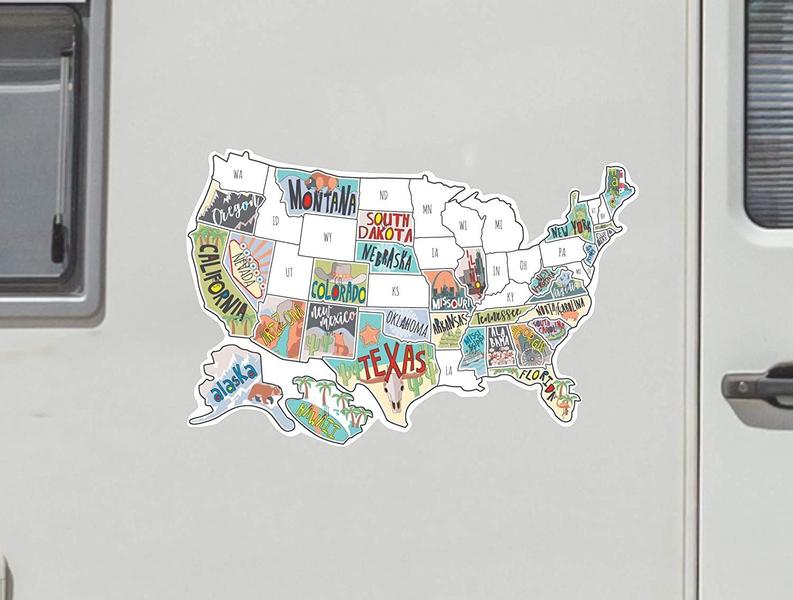 Imagem de Conjunto de adesivos Fairwinds Designs RV State Travel Map USA