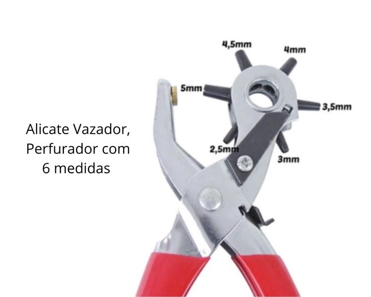 Imagem de Conjunto de Alicates para Furar Aplicar Ilhós e Botão Metal kit completo com ilhós