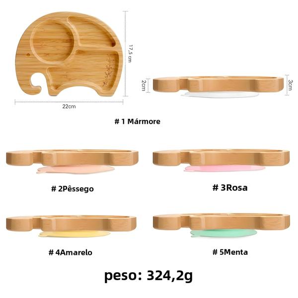 Conjunto de Alimentação para Bebês em Bambu - 4 Peças Anti-Quente e à Prova d'Água Imagem de Conjunto de Alimentação para Bebês em Bambu - 4 Peças Anti-Quente e à Prova d'Água