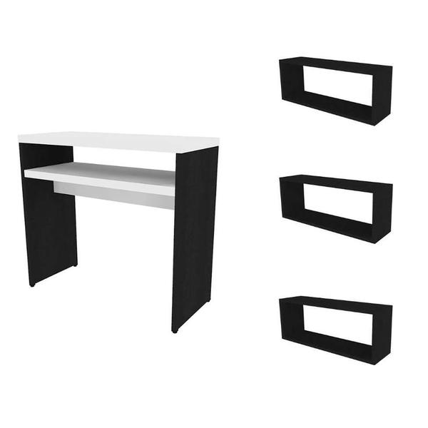 Conjunto de Aparador e 3 Nichos Balin Preto e Branco - Bramov Imagem de Conjunto de Aparador e 3 Nichos Balin Preto e Branco