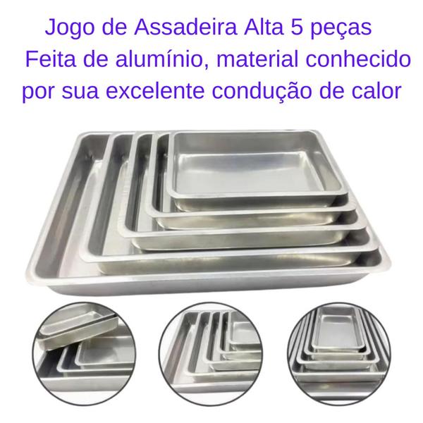 Imagem de Conjunto de Assadeira Arary Forma  Retangular Alta Polida Alumínio Nacional