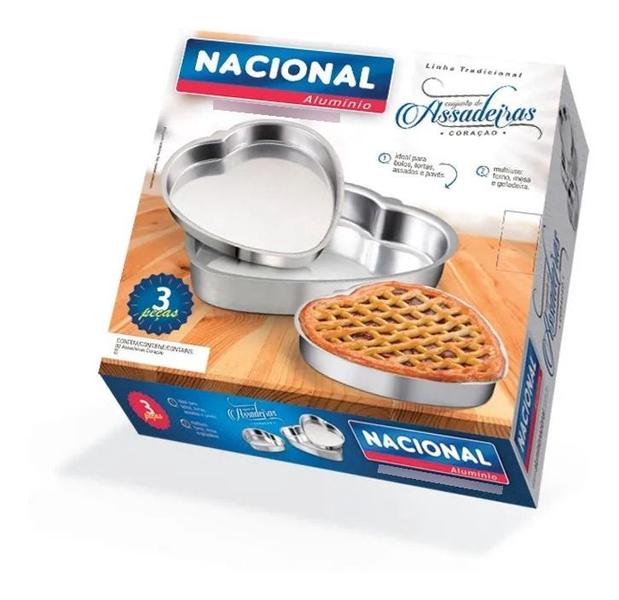 Conjunto de assadeiras coração n1 a 3 - nacional Imagem de Conjunto de assadeiras coração n1 a 3 - nacional