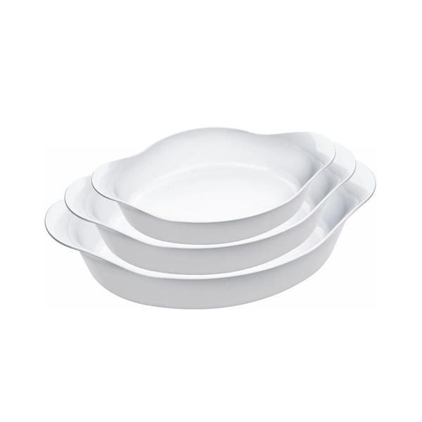Conjunto de Assadeiras Nadir Opaline em Vidro 3 Peças - Marinex Conjunto de Assadeiras Nadir Opaline em Vidro 3 Peças - Marinex