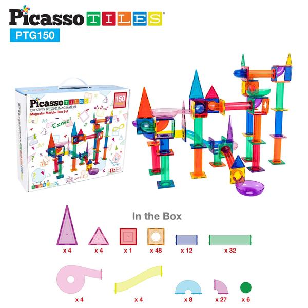 Imagem de Conjunto de azulejos magnéticos Marble Run Toy Picasso Tiles de 150 peças